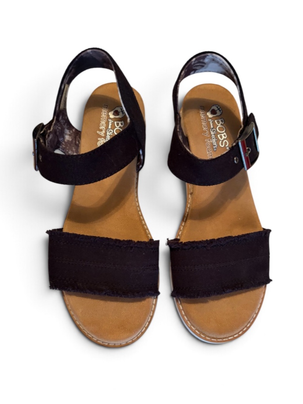BOBS from Skechers Desert Kiss Adobe Vegan Black Sandals Size 8 Women’s